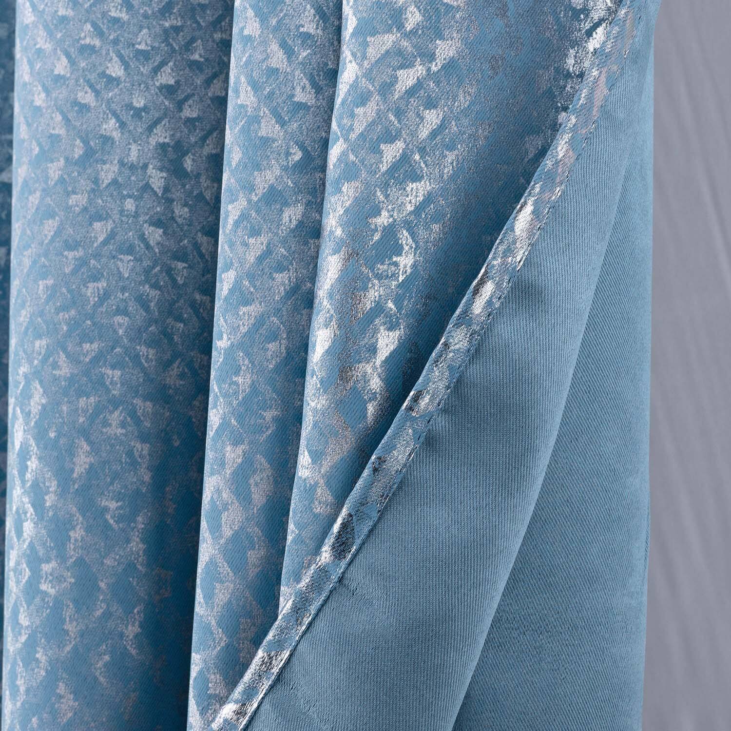 Left. RT Designers Collection - RT Designer Collection Hailey Halo Foil Blackout Grommet Curtain Panel 52" x 90" Wedgewood - Wedgewood.