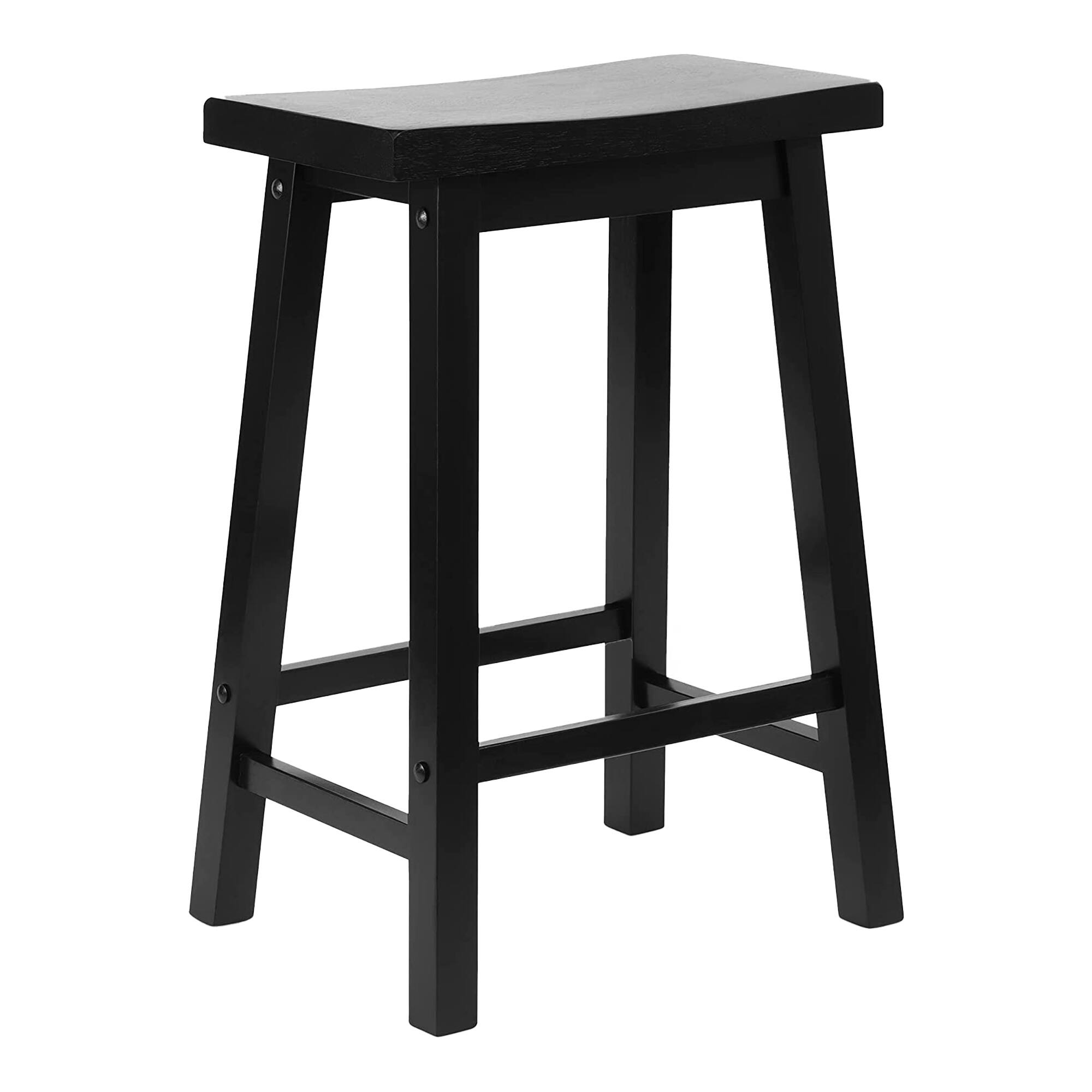 Alt View 1. PJ Wood - PJ Wood Classic Saddle Seat 24 Inch Kitchen Bar Counter Stool, Black (4 Pack) - Black.