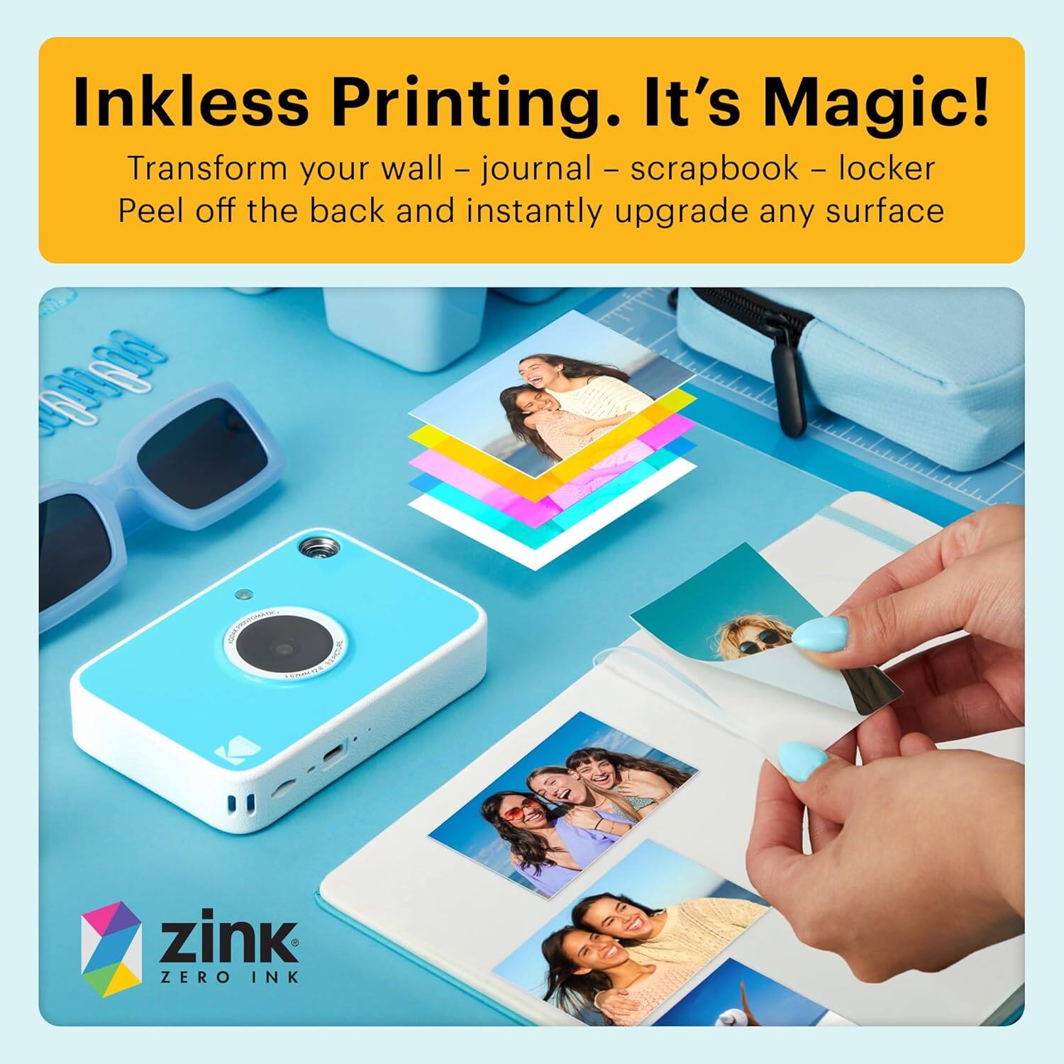 Inkless Printing. It's Magic!

Transform your wall – journal – scrapbook – locker

Peel off the back and instantly upgrade any surface

zink ZERO INK