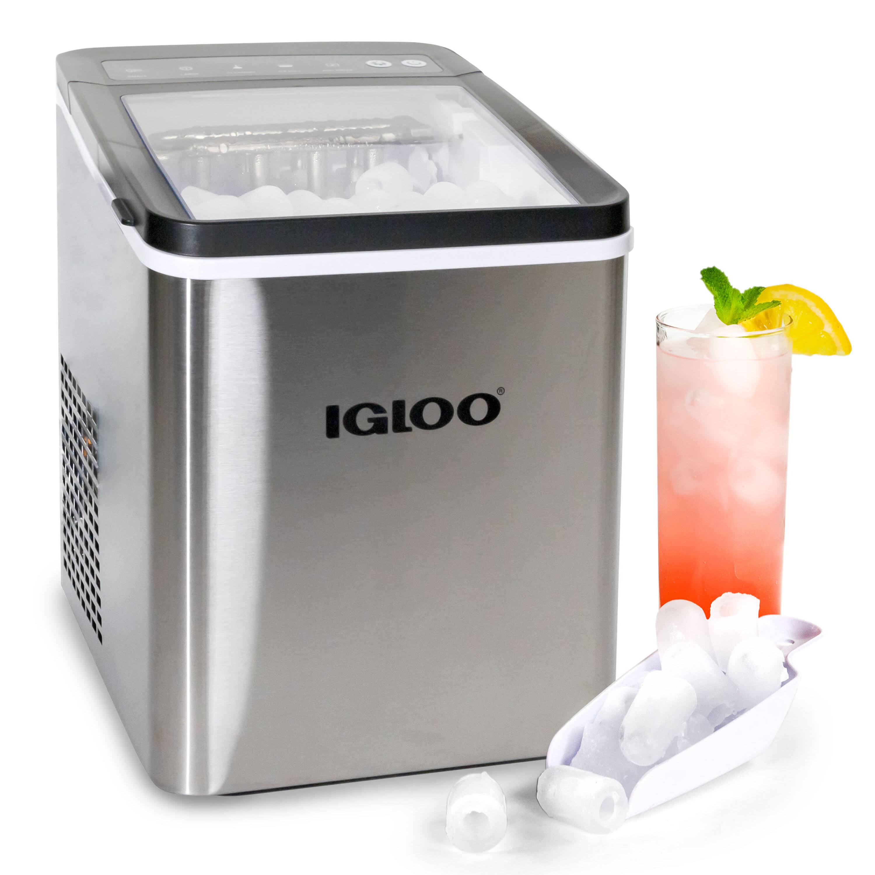 Front. Igloo - 26-Pound Automatic Portable Countertop Ice Maker Machine - Stainless Steel.