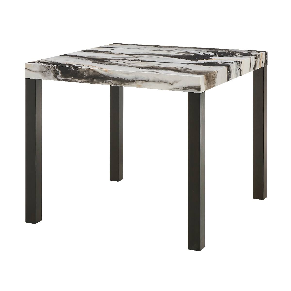 Alt View 3. Loheer - Loheer Counter Height Dining Table with Faux Marble Tabletop, Square Table for Four - Off White.