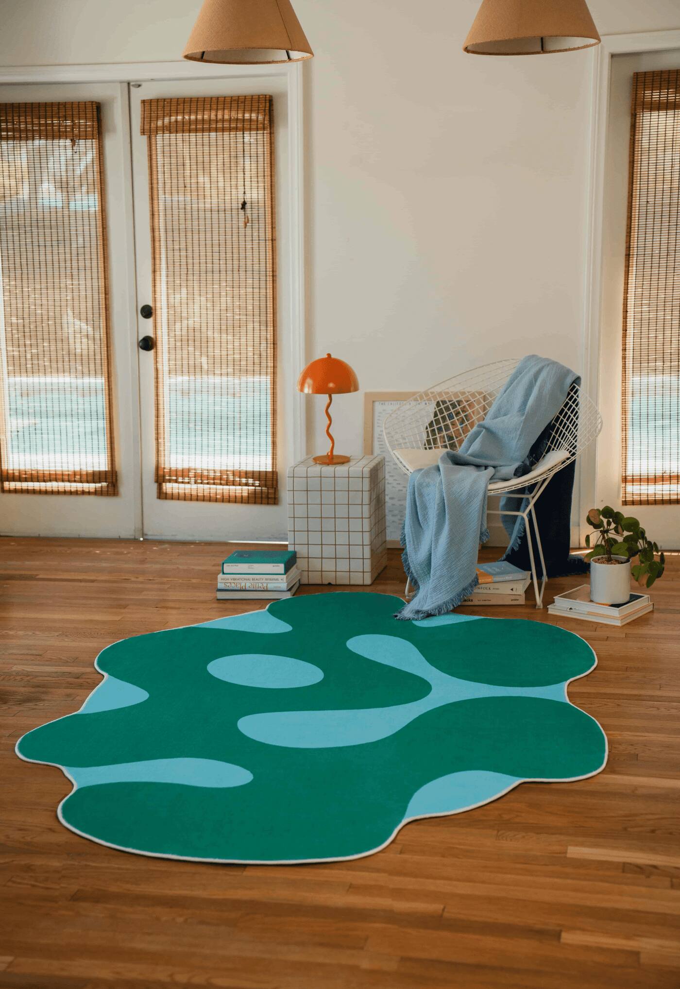 Front. Lanyspace - Lany Space Johann Banta Irregular Moss Design Rug - Multicolor.