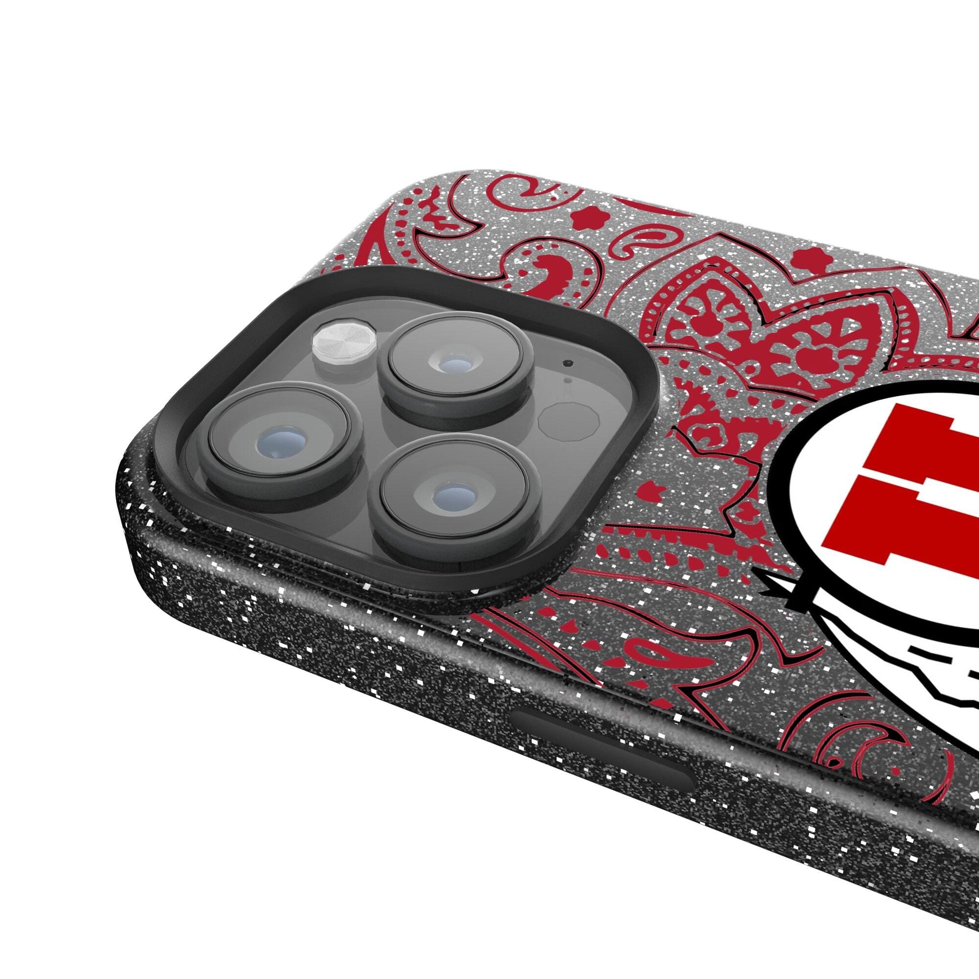 Alt View 2. Keyscaper - Utah Utes Paisley Bling iPhone Case - 15 Pro Max - Black.