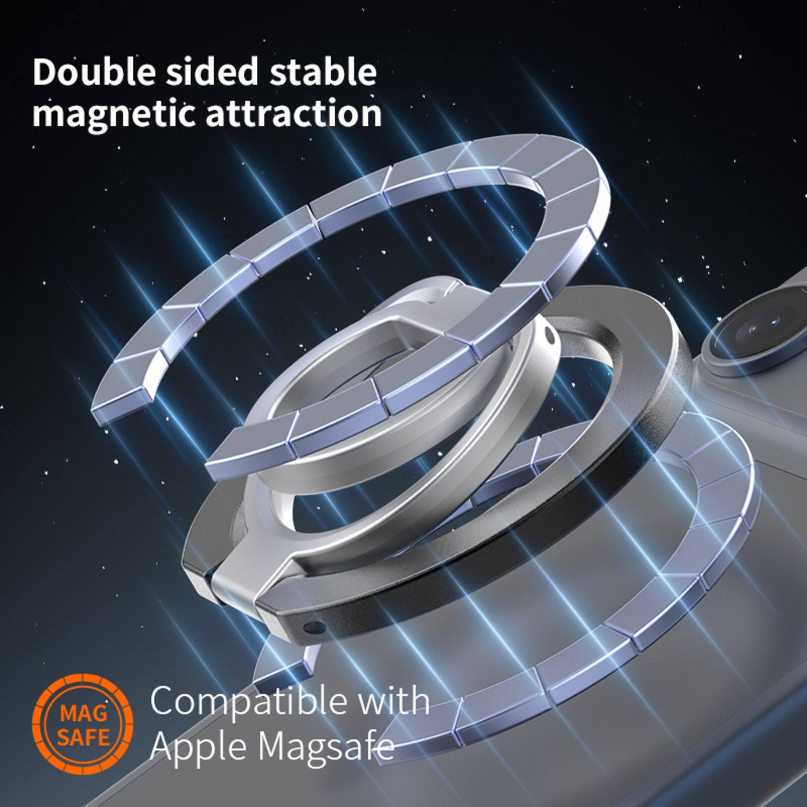 Double sided stable magnetic attraction

Compatible with Apple Magsafe