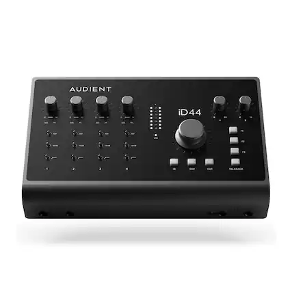 AUDIENT
iD44
- GAIN 10
- 48V
- -10dB
- 1
- 2
- 3
- 4
- F1
- F2
- F3
- ID
- DIM
- CUT
- TALKBACK