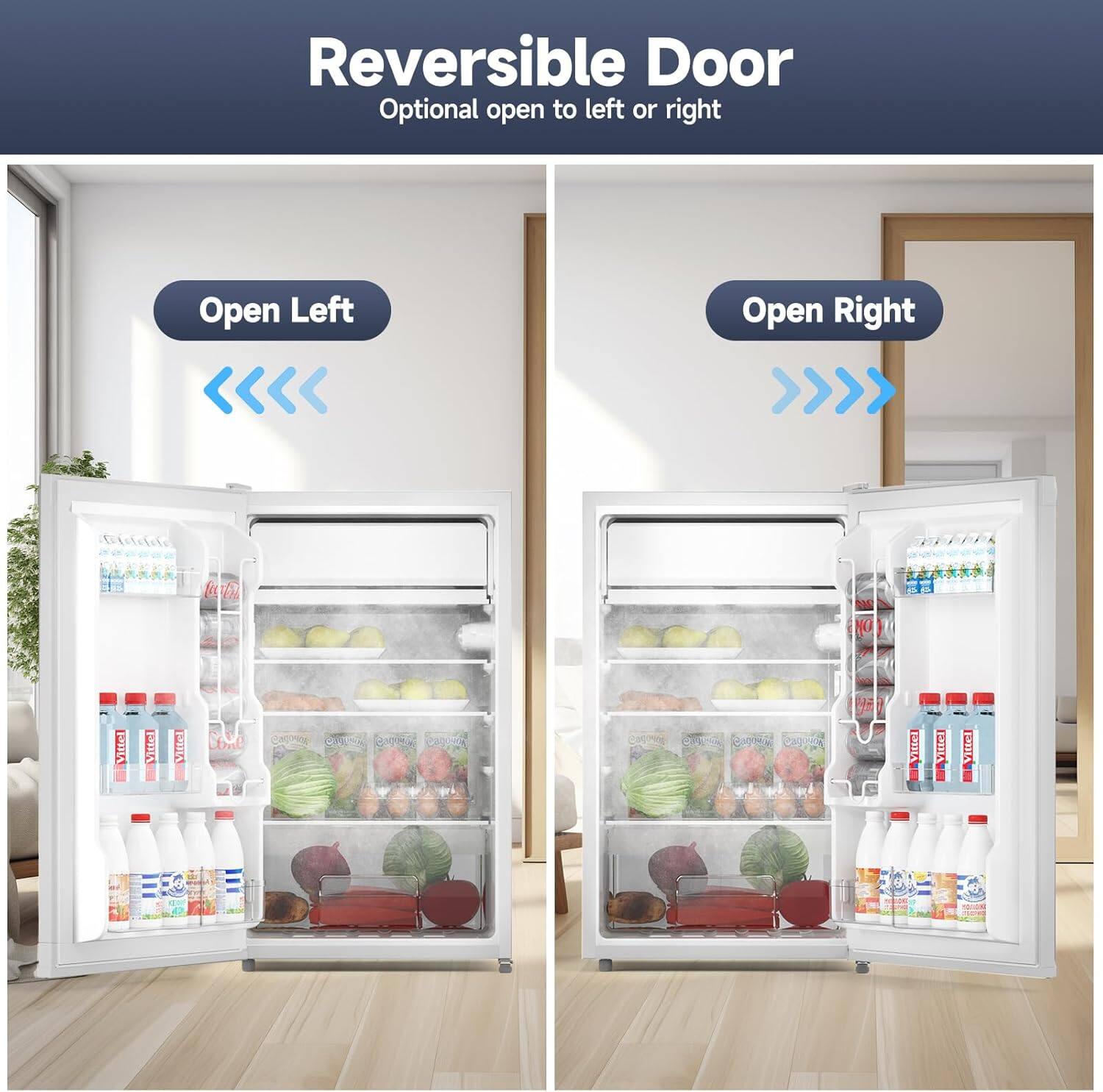 Reversible Door  
Optional open to left or right  

Open Left  
Open Right