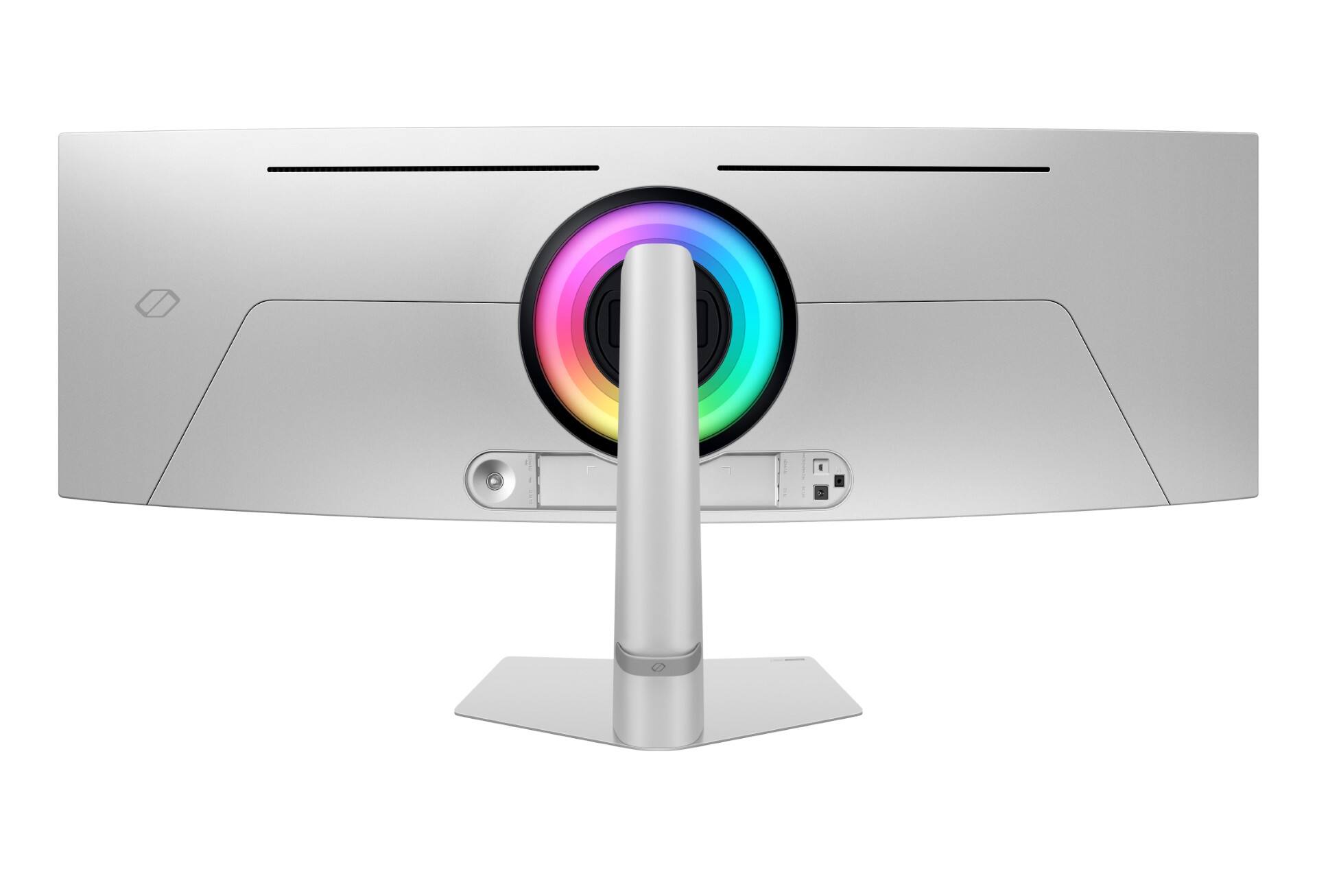 Angle. Samsung - Samsung 49" Odyssey OLED G9 (G93SD) Dual QHD 240Hz Curved Gaming Monitor (DisplayPort, HDMI, USB Type-C) - Silver.