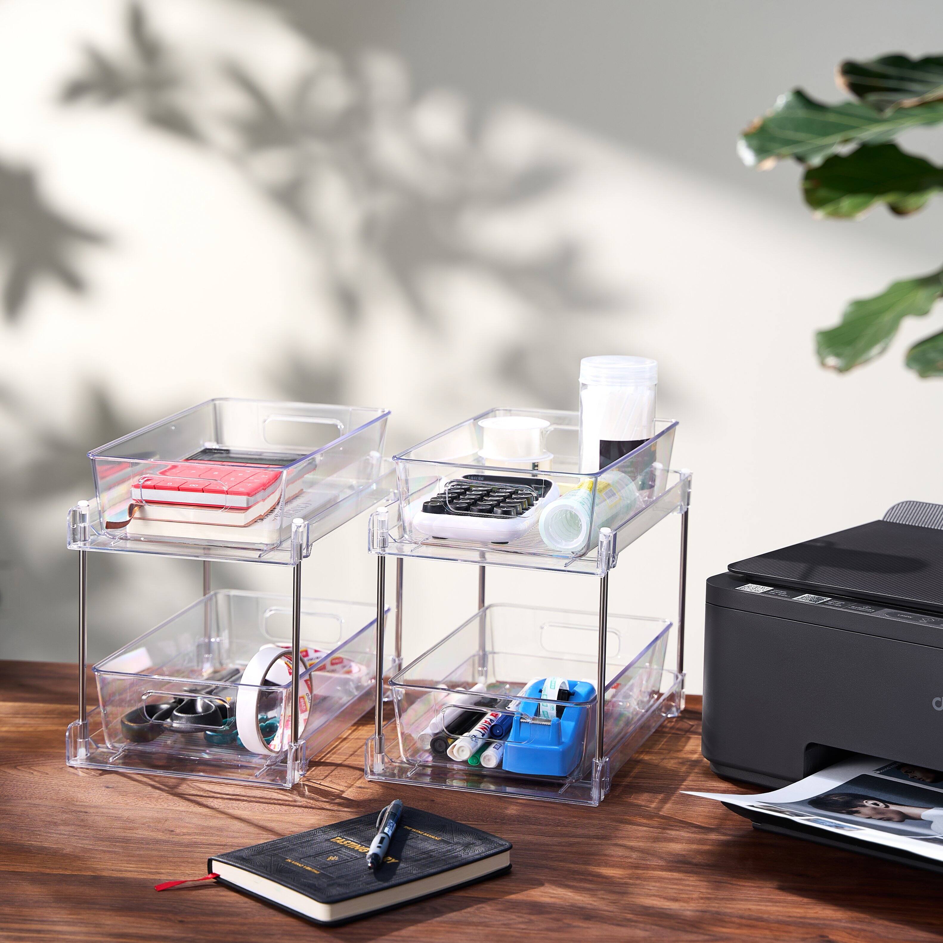 Left. Sorbus - Sorbus 2 Pack 2-Tier Pull-Out Desk & Office Organizers - Clear.