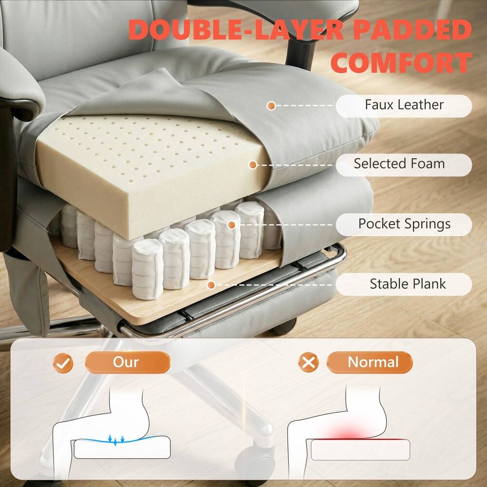 DOUBLE-LAYER PADDED COMFORT  
Faux Leather  
Selected Foam  
Pocket Springs  
Stable Plank  

Our  
Normal