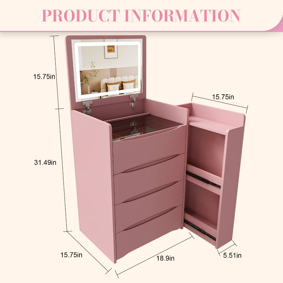 PRODUCT INFORMATION
15.75in
15.75in
31.49in
15.75in
18.9in
5.51in