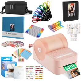 HP - Panorama Instant Label Printer & Photo Printer Craft Bundle - Pink