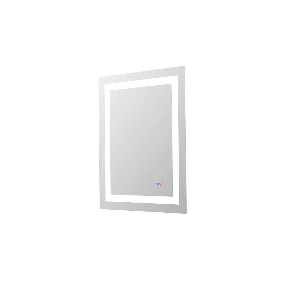 Left. Elegant Kitchen and Bath - Riven 30X24 Led Mirror, Adjustable Color 3000K/4200K/6400K - White.