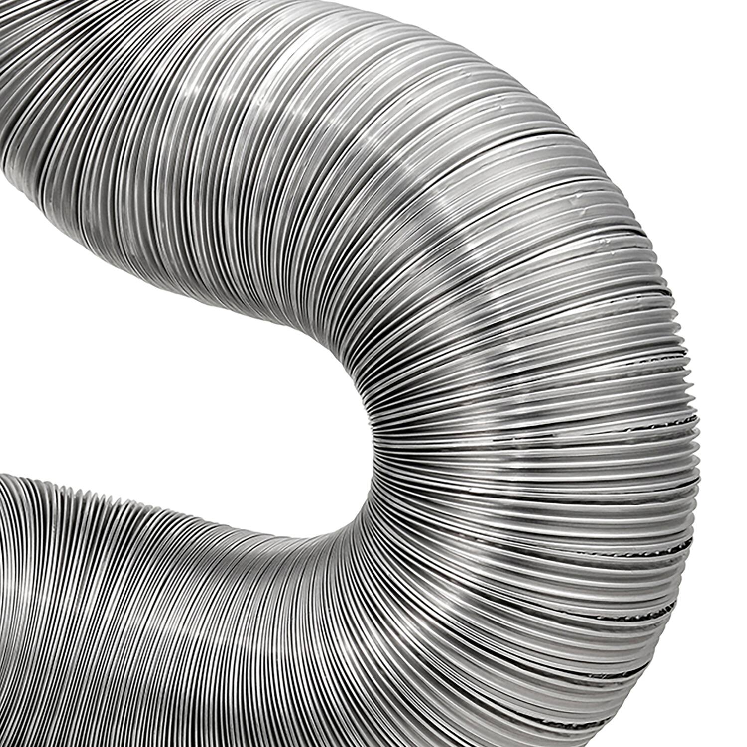 Back. Lambro - 8-Ft Flexible Aluminum Semi-Rigid Double-Lock Air Duct 8" Diameter.