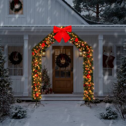 Alt View 7. Winado - 8.5 FT Christmas Artificial Tree Archway Decoration, PVC Holiday Tree Arch with 350 LEDs for Outdoor Garden, Pointed Top - Green.