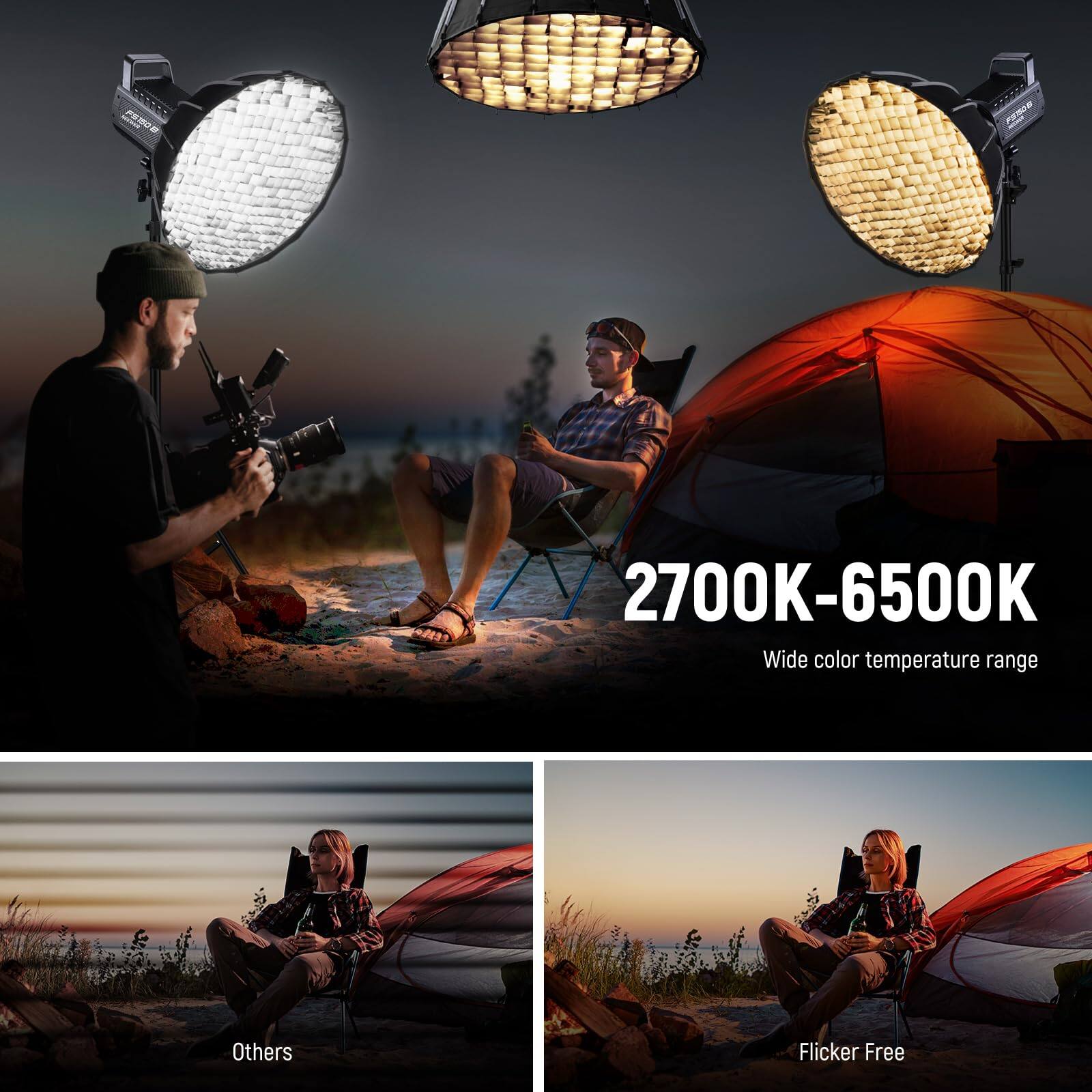 2700K-6500K  
Wide color temperature range  

Others  

Flicker Free