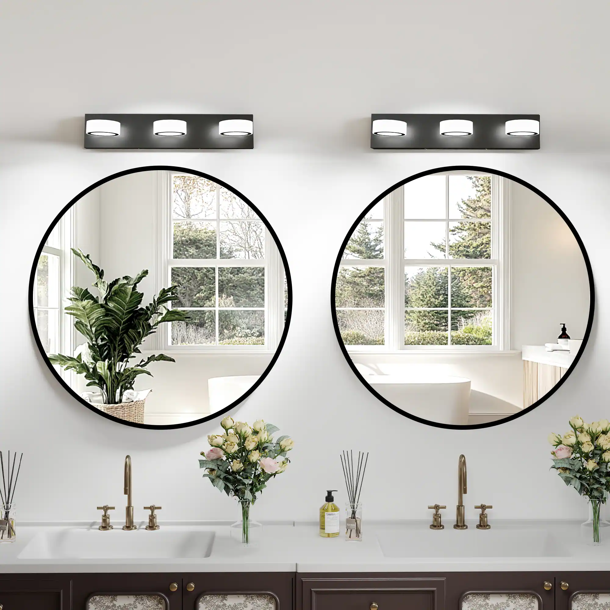 Alt View 1. HOMLUX - 21.26 in.  3 Lights Black LED Vanity Light Bar with Acrylic Shade.