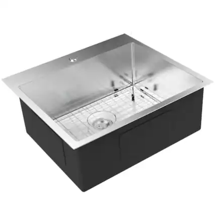 Front. Winado - 25" x 22" x 9" Topmount Kitchen Stainless Steel Sink Drop-in Farmhouse Kitchen Sink with Single Bowl and Basket Strainer - Silver.