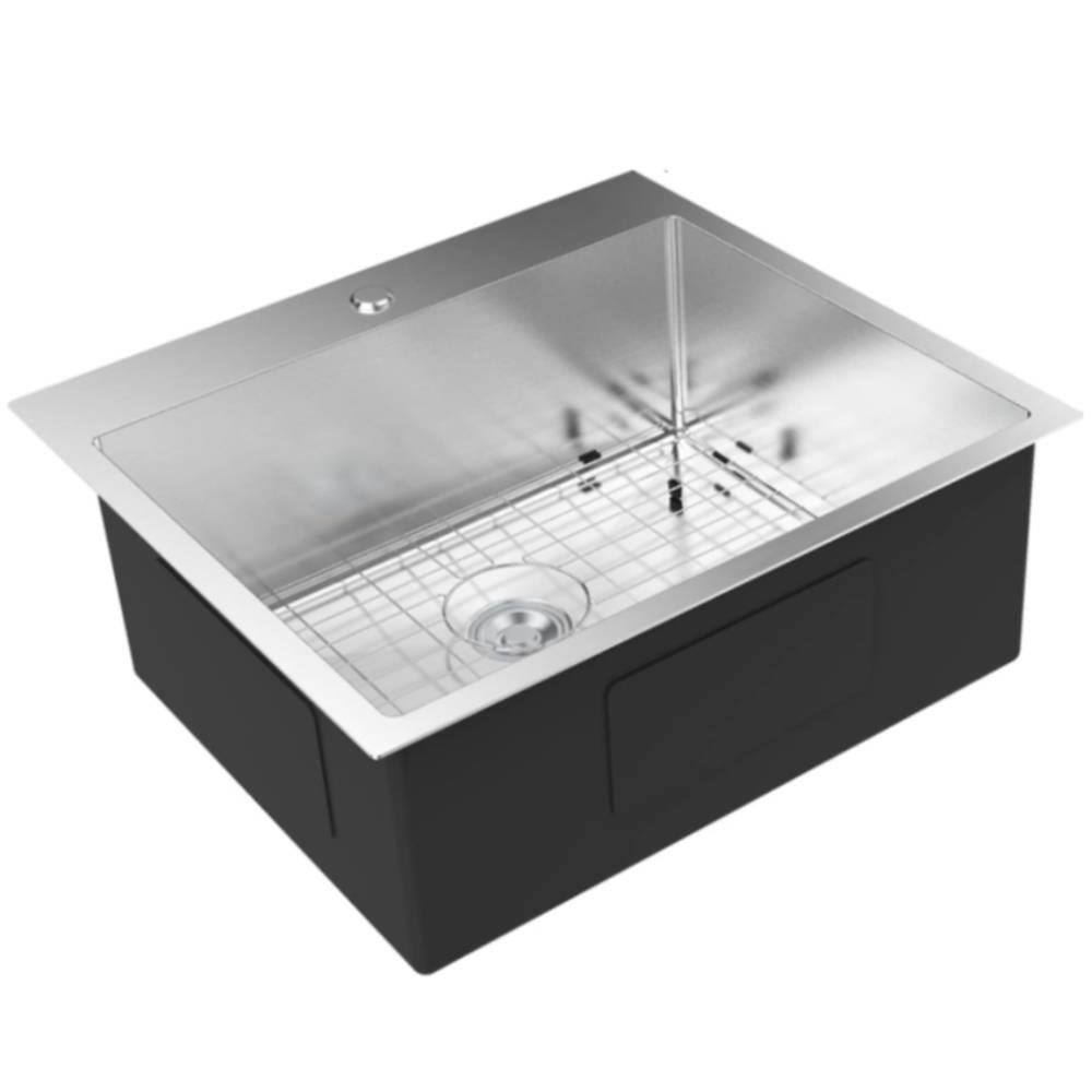 Front. Winado - 25" x 22" x 9" Topmount Kitchen Stainless Steel Sink Drop-in Farmhouse Kitchen Sink with Single Bowl and Basket Strainer - Silver.