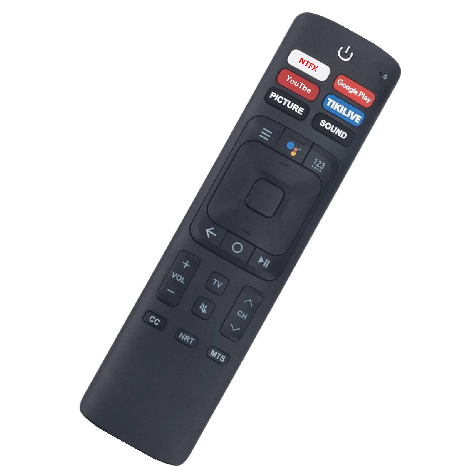 NTFX  
YouTube  
Google Play  
PICTURE  
TIKILIVE  
SOUND  
123  
VOL  
TV  
CH  
CC  
NRT  
MTS