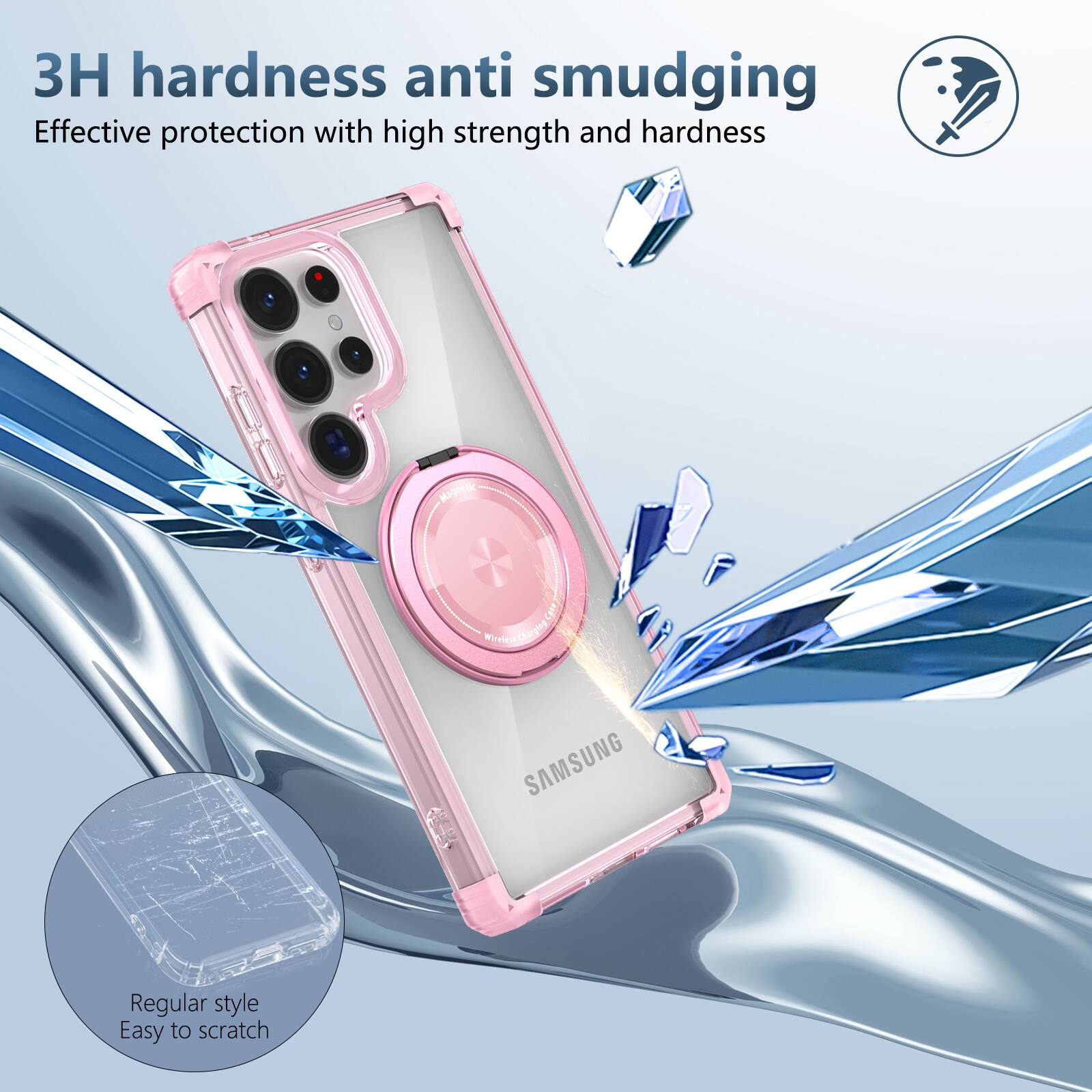 3H hardness anti smudging  
Effective protection with high strength and hardness  

Regular style  
Easy to scratch