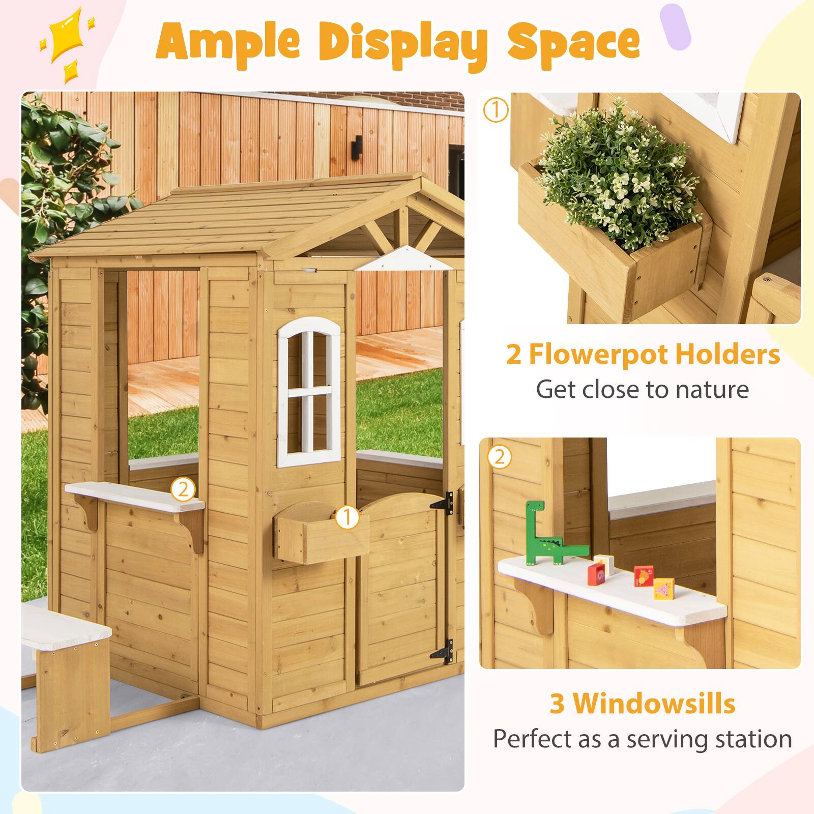 Ample Display Space

1. 2 Flowerpot Holders
   Get close to nature

2. 3 Windowsills
   Perfect as a serving station