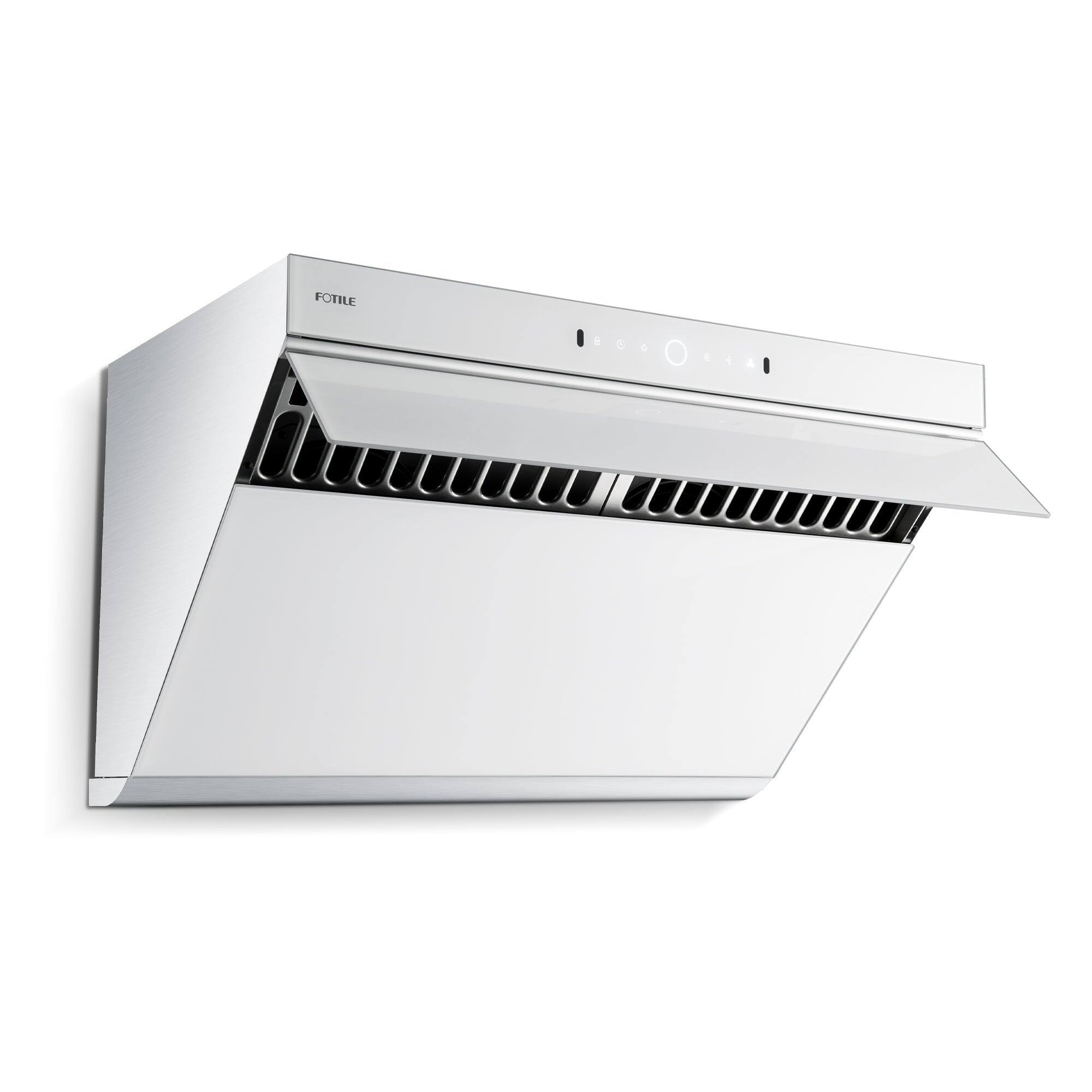 Left. FOTILE - FOTILE 30" 1000CFM Under Cabinet|Wall Mount Range Hood in White Tempered Glass - White.