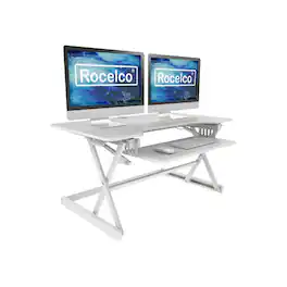 Rocelco - 40" Large Height Adjustable Standing Desk - White