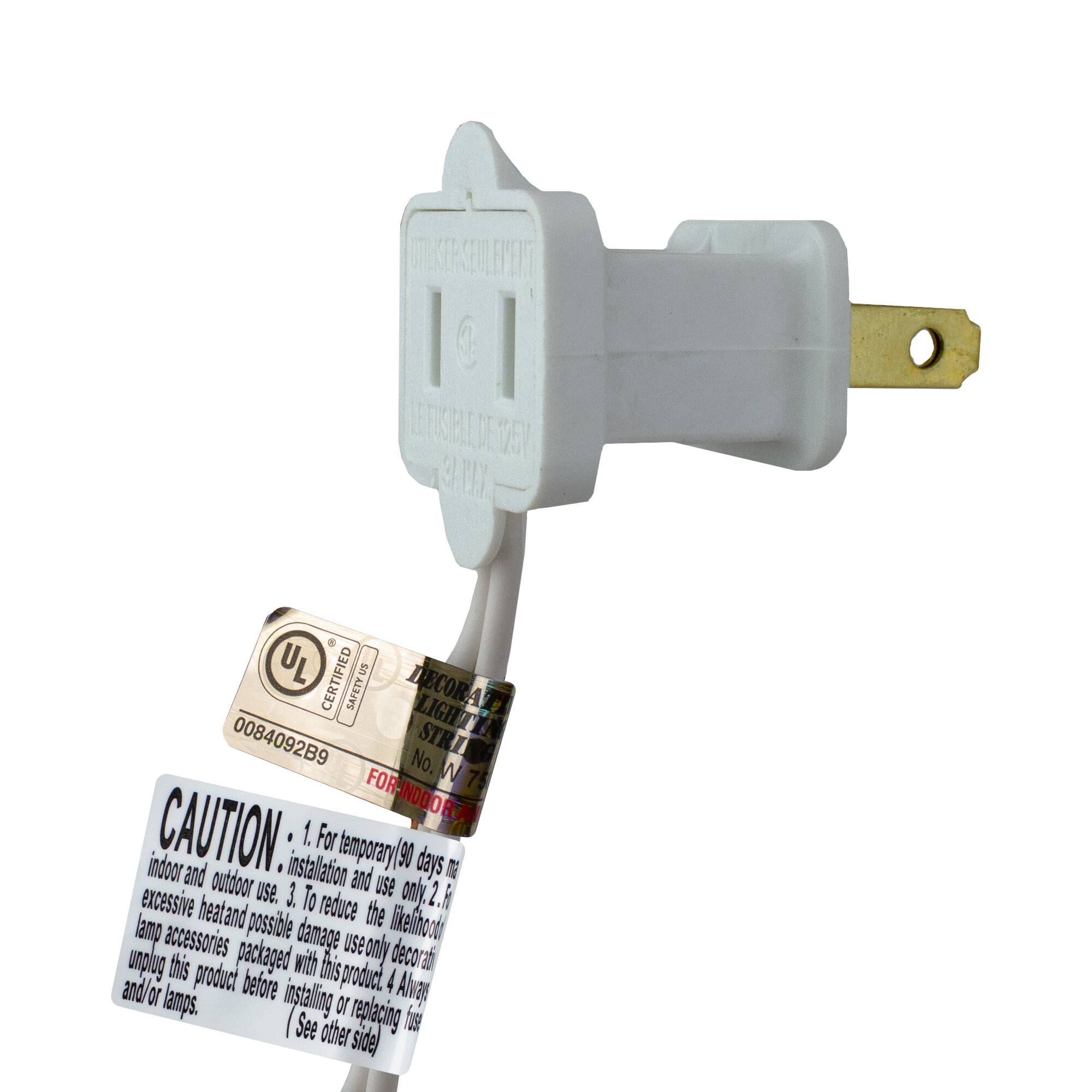 **UL CERTIFIED**

**SAFETY**

**0084092B9**

**FOR-INDOOR**

**CAUTION:**

1. For temporary (90 days max) indoor and outdoor use.
2. Installation and use only.
3. To reduce excessive heat and possible damage, use only decor lights.
4. Always unplug this product and/or lamps before installing or replacing bulbs.

**See other side**

**DECO RATE LIGHT STRING**

**No. W7**

**UL LISTED**

**OUTDOOR USE ONLY**

**LE FUSIBLE DE 125V**

**3A FUSE**