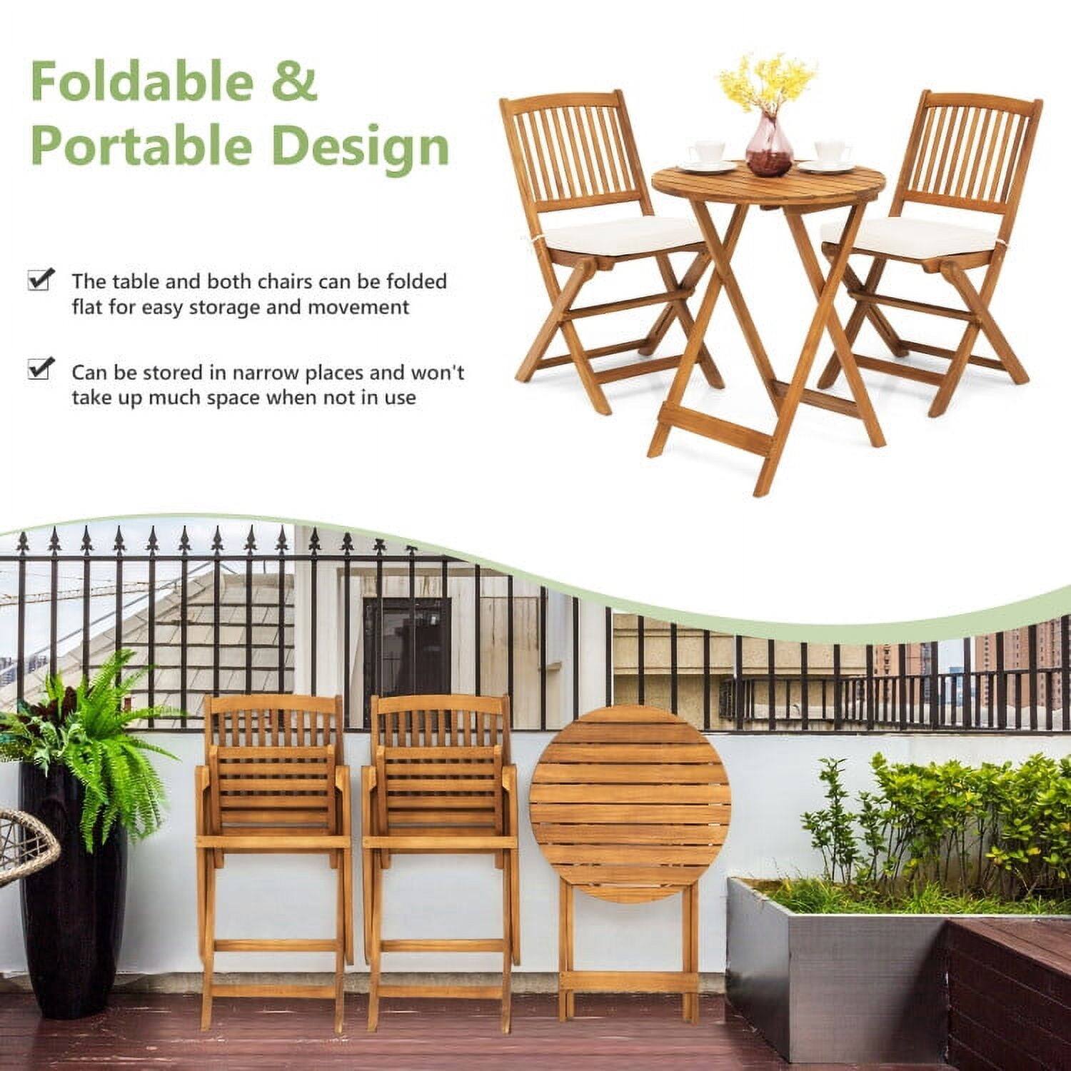 Foldable & Portable Design

- The table and both chairs can be folded flat for easy storage and movement
- Can be stored in narrow places and won't take up much space when not in use