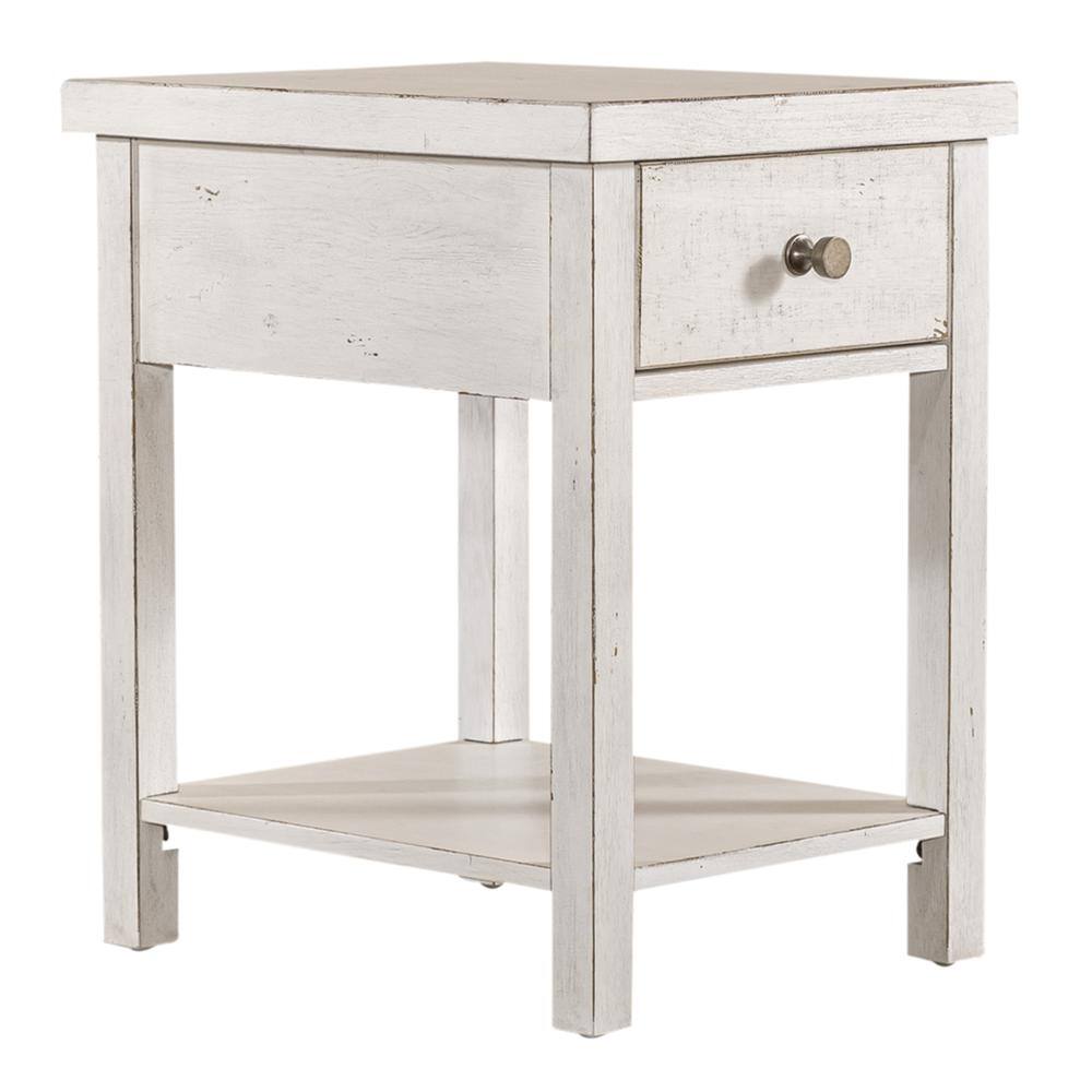 Alt View 2. Liberty Furniture Industries - Drawer Chair Side Table Flea Market White w/ Heavy Distressing - White.