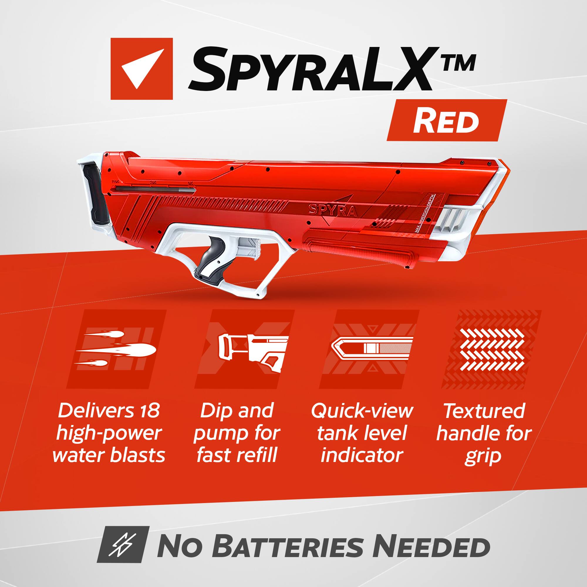 SPYRA Manual Water Blaster, Outdoor Squirt Gun for Pool Games