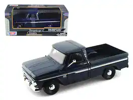 1966 Chevrolet C10 Fleetside Pickup Truck 1/24 Diecast Car Model by Motormax - Dark Blue