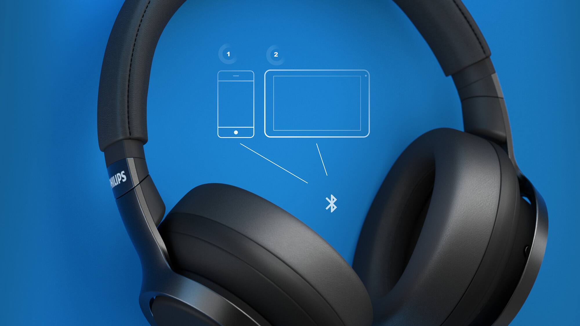 Left. Philips - Philips H9505BK Over Ear Wireless Headphones Bundle - Black.