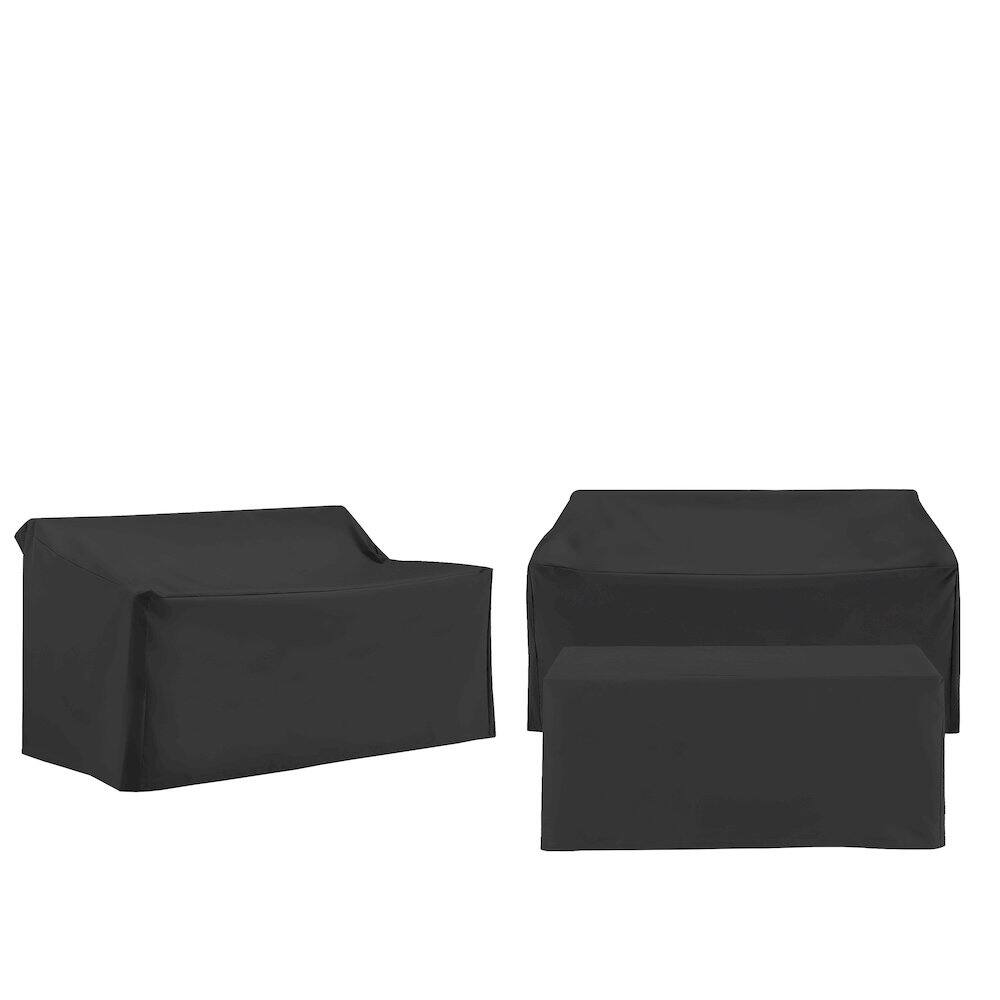 Alt View 2. Crosley Furniture - 3Pc Outdoor Furniture Cover Set - 2 Loveseats & 1 Coffee Table - Black.