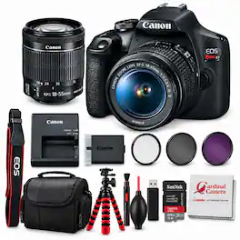 Bundle - Canon - EOS Rebel T7 DSLR Camera with 18-55mm IS II Lens and Starter Photo - Black