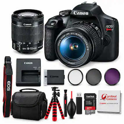 Canon
ONL
CHAMMUNCIA
Canon 18 24 55 35 AFI I 18-55mm IMAGE rMF EFS
LENS EF-S ZOOM 18-55mm CANON 1:3.5-5.6 IS II
SMALES
EOS REBEL T7
EOS
Canon CHARGE FULL
Canon
58mm
SanDisk Qardinal Camera microSD microSDHC microSDXC SanDisk ADAPTER Canon AUTHORIZED DEALER Ultra 64GB XC USA @ 0 O'D 41