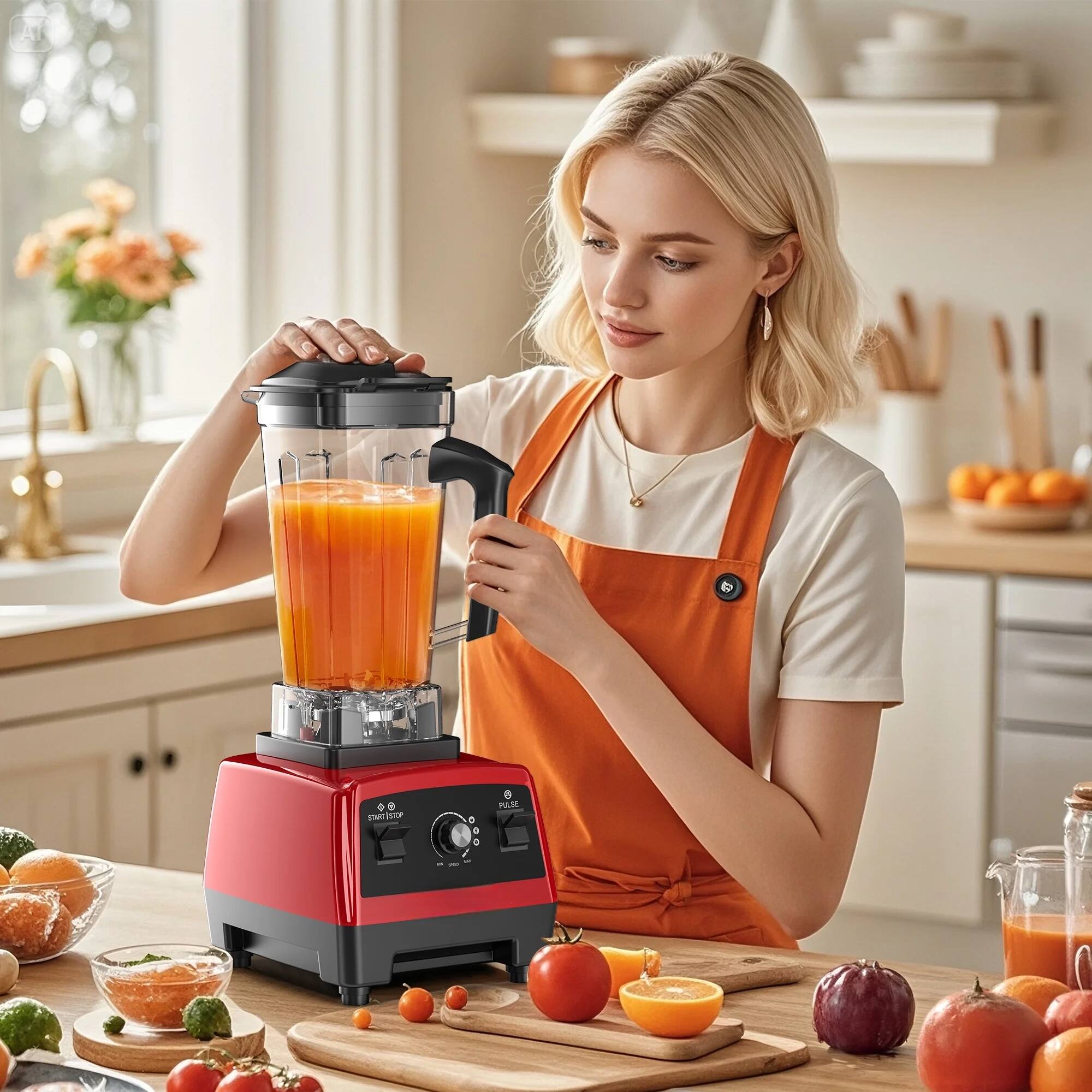 Alt View 1. Teendow - Smoothie Blender, 1800W High-Speed Countertop Blender, 70 Oz BPA-Free Jar for Shakes, Smoothies - Red.