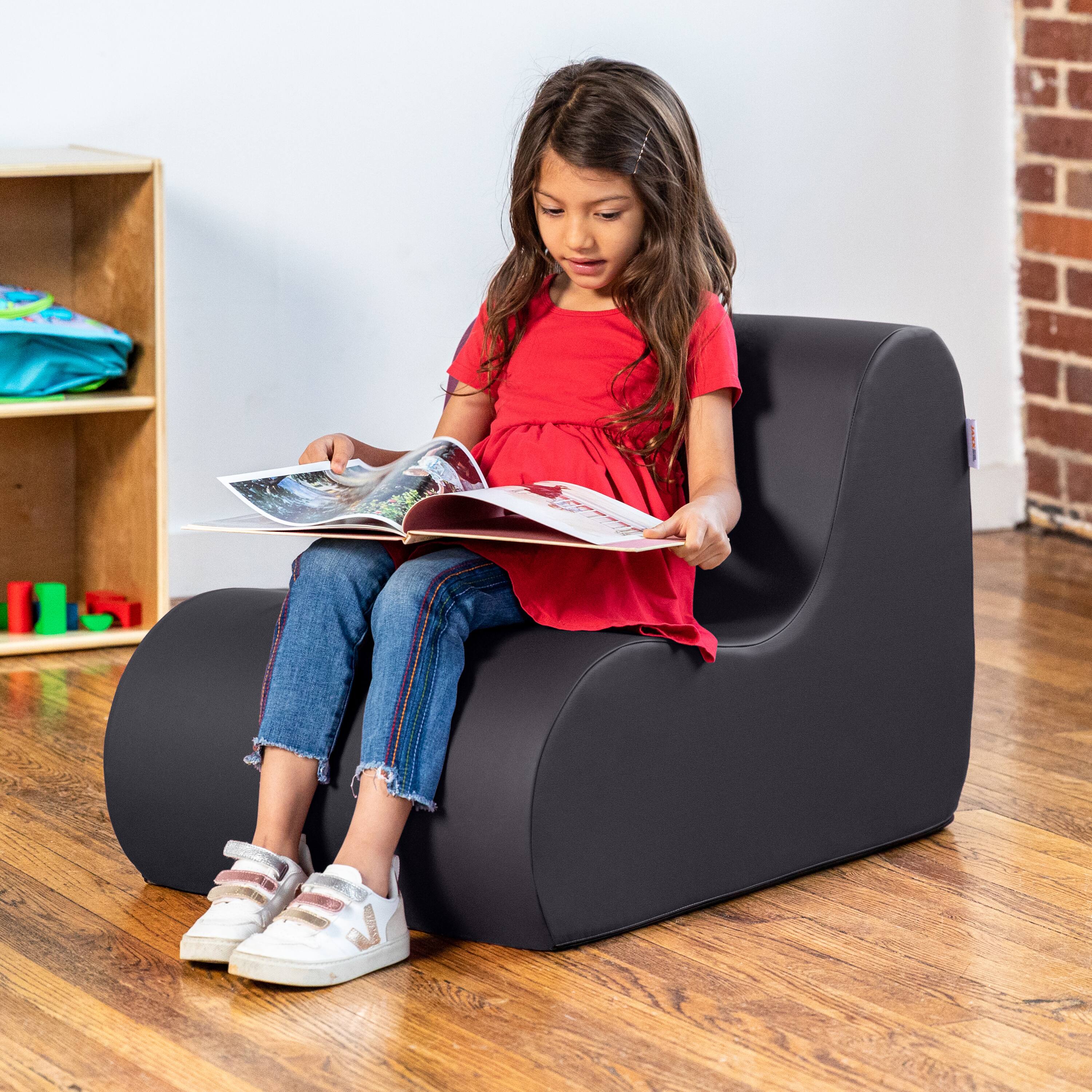Back. Jaxx - Jaxx Midtown Small Classroom Soft Foam Chair - Premium Vinyl Cover, Black - Black.
