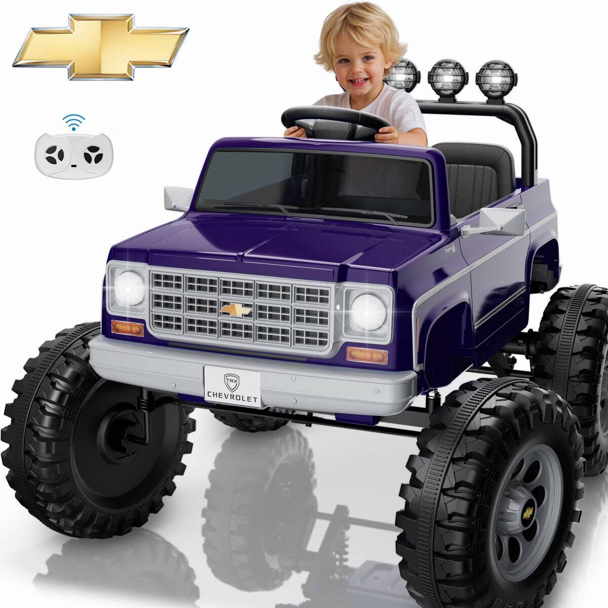 Alt View 4. Wisairt - Licensed Chevrolet Cheyenne 24V Ride-On Truck, 2-Seater with Parent Remote - Blue.