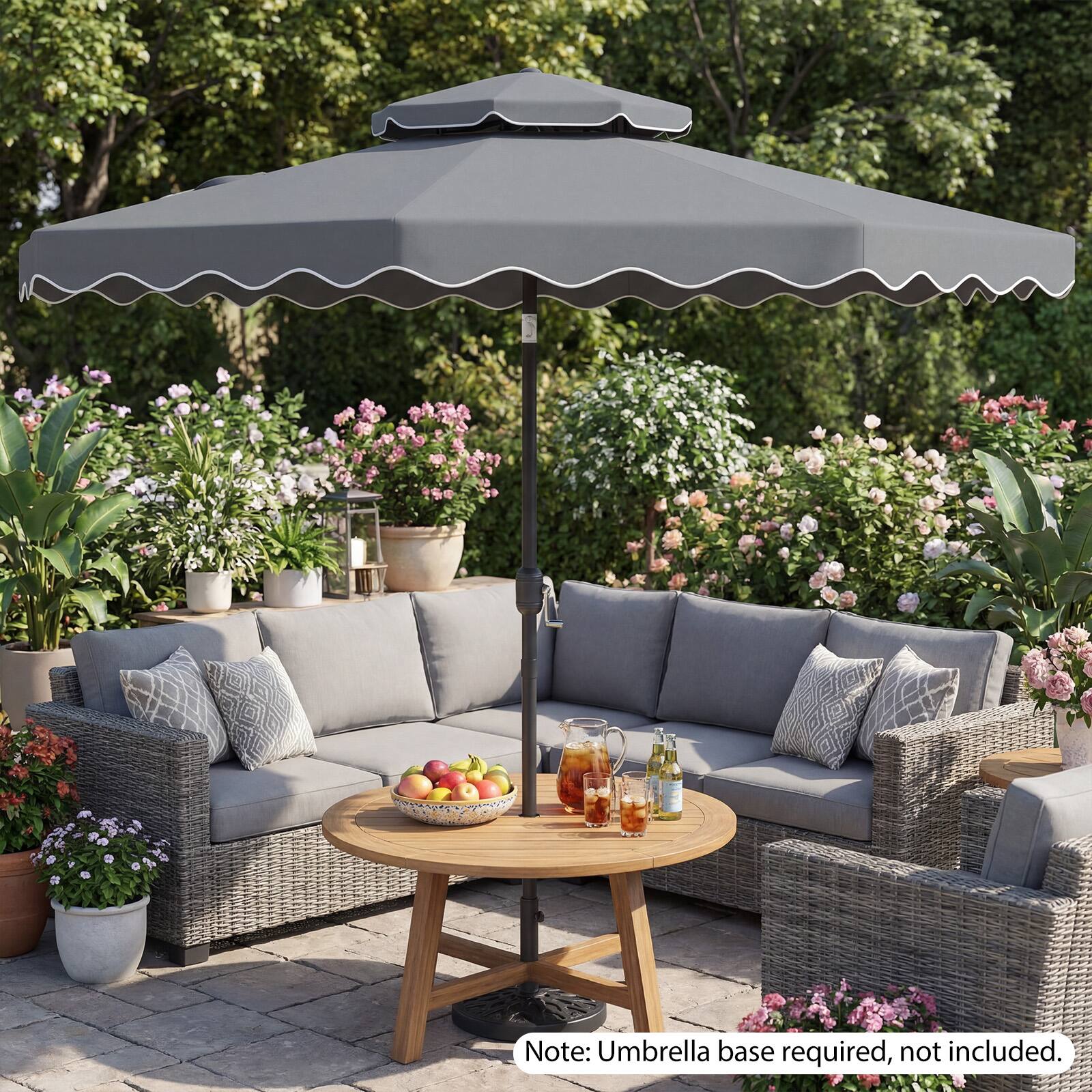 Note: Umbrella base required, not included.