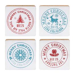 BreeBe - Postal Christmas Stamp (Set of 4) - Blue, Red, White