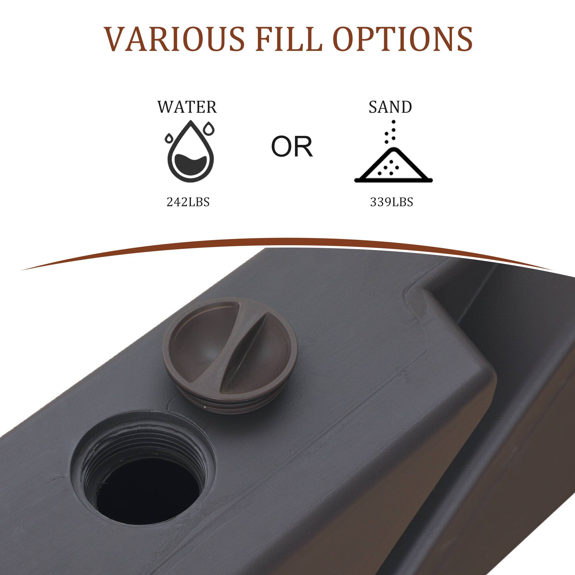 VARIOUS FILL OPTIONS  
WATER OR SAND  
242LBS 339LBS