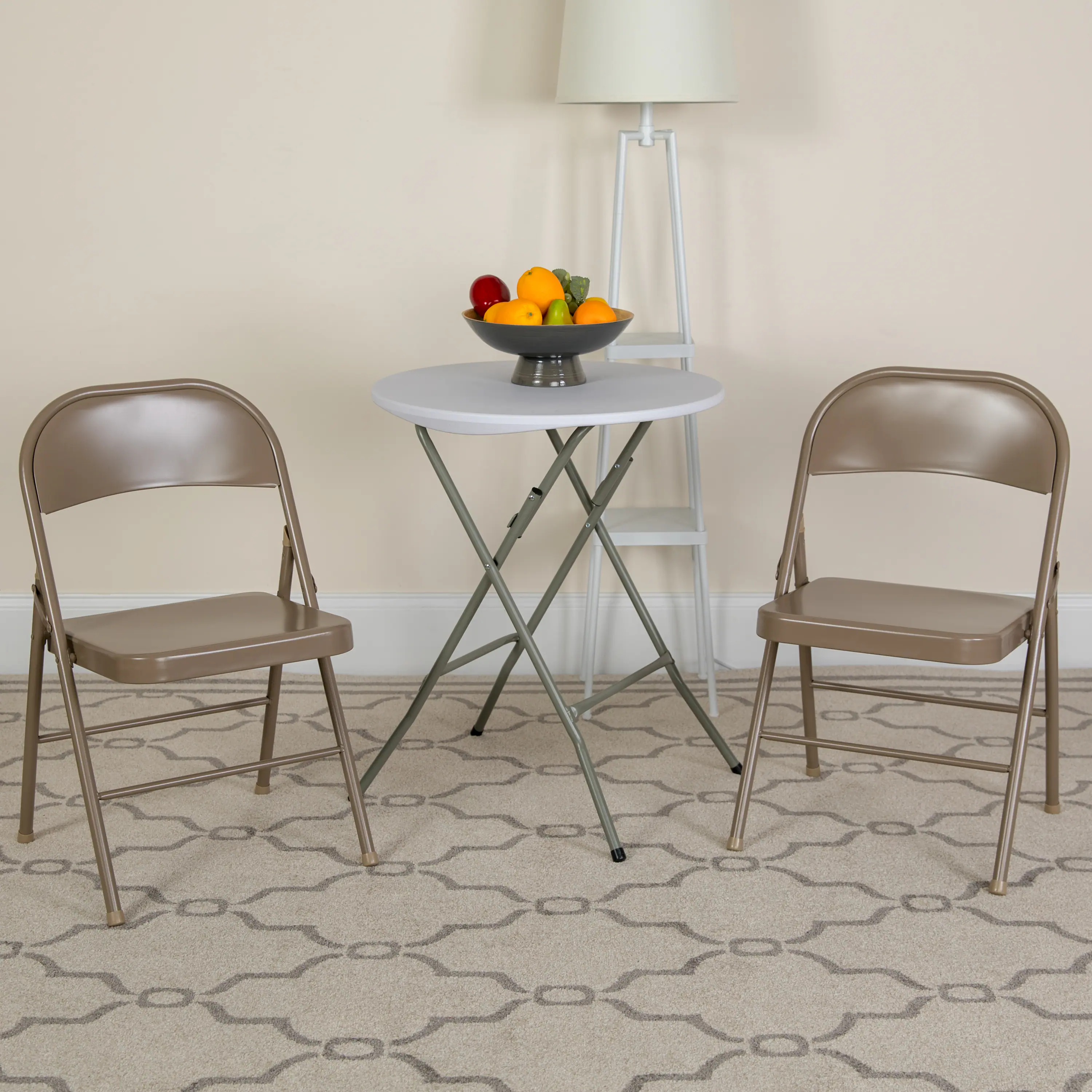 Alt View 2. Emma + Oliver - 2 Pack Home & Office Double Braced Party Events Steel Metal Folding Chair - Beige.