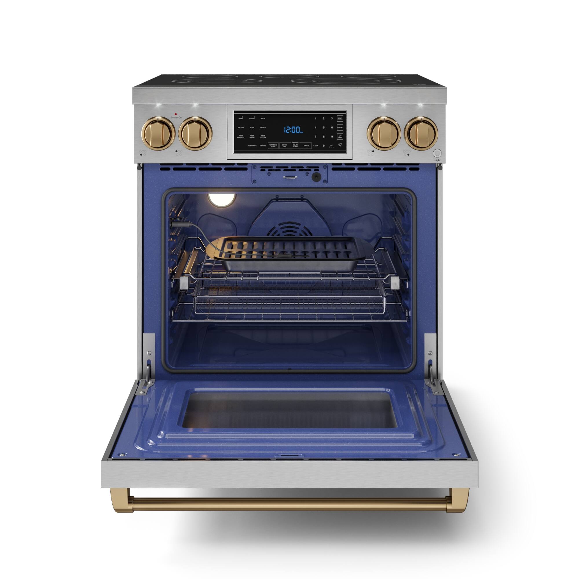 Alt View 11. Thor Kitchen - Gordon Ramsay Series by Thor Kitchen 4.55 Cu. Ft Freestanding Electric Range with Bronze Hardware - Stainless Steel.