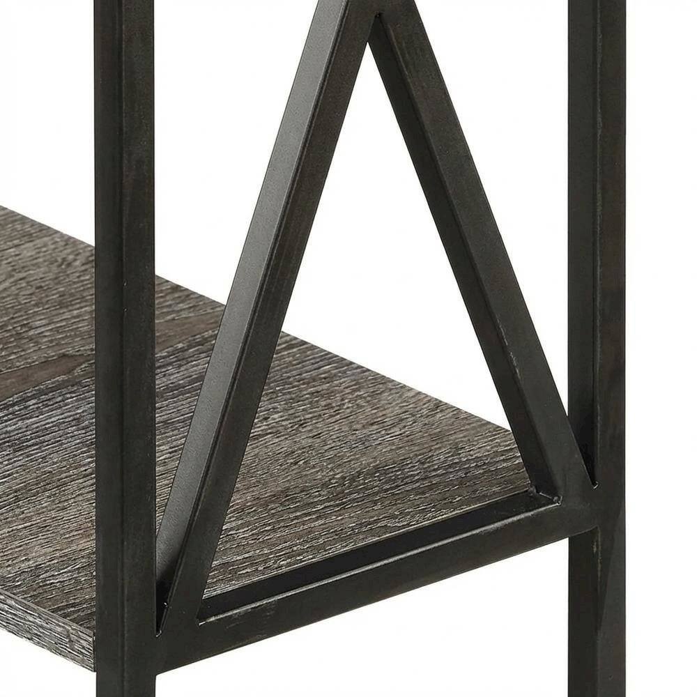 Left. FurniFact - Glass Finish Flip Top Table with Compact Design for Living Room Use - Weathered Gray.