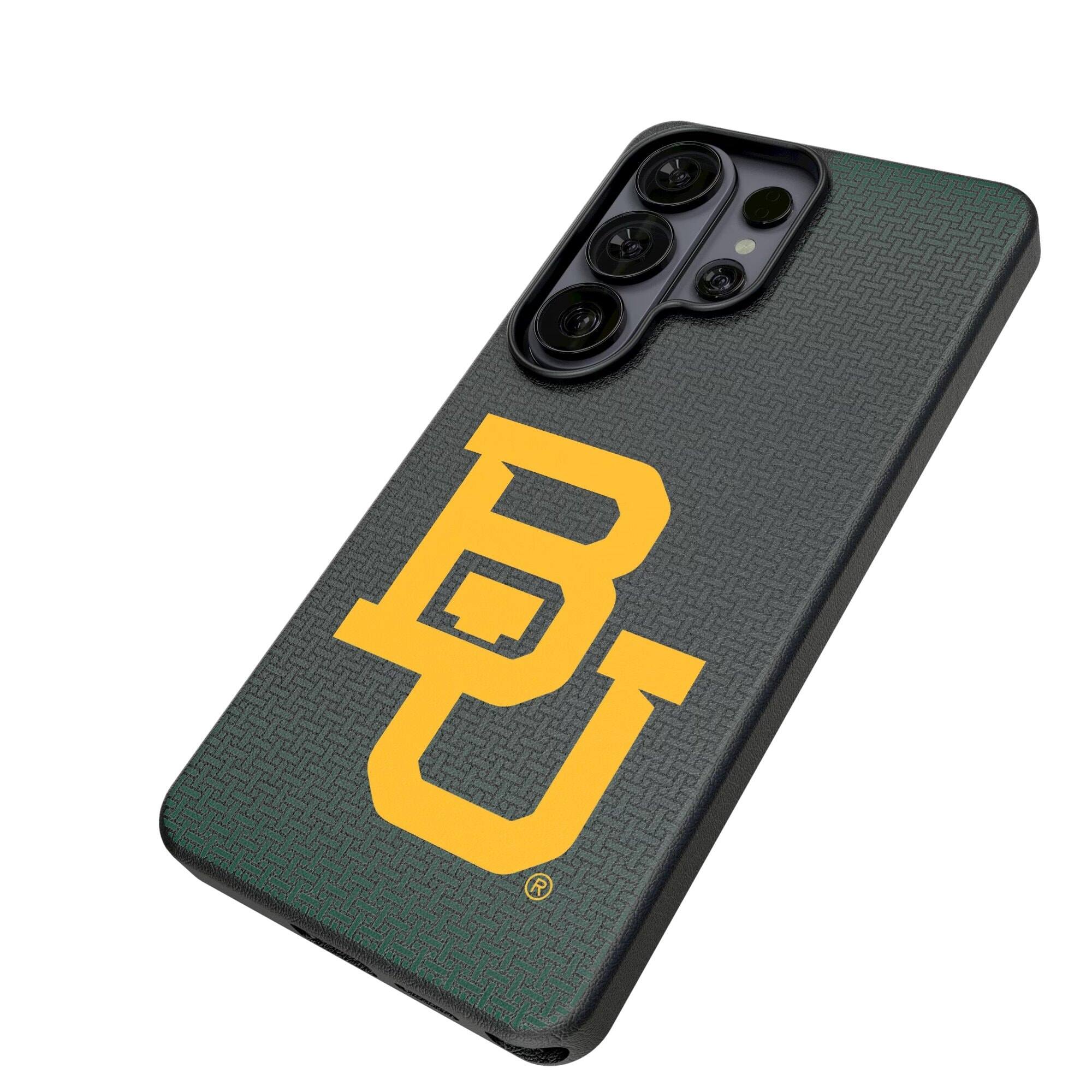 Alt View 1. Keyscaper - Baylor Bears Linen Galaxy Magnetic Bump Case - S24 Ultra - Black.