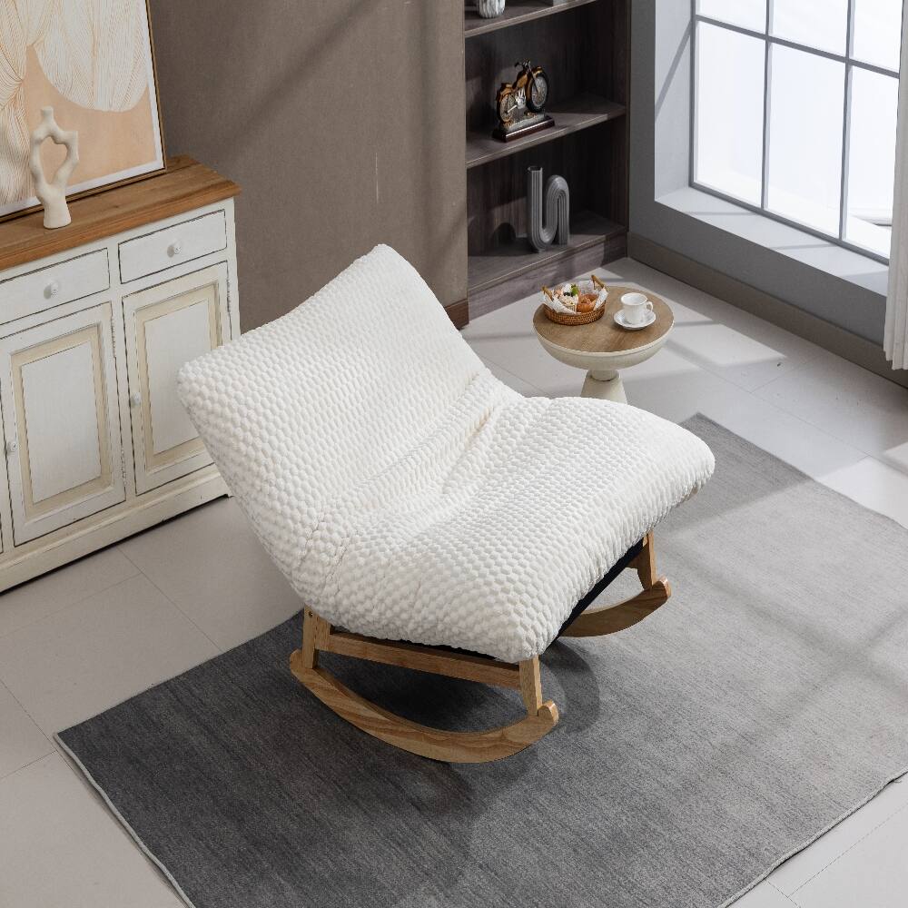 Alt View 2. Loheer - Loheer Bean Bag Rocking Chair for Adults Corduroy Lazy Sofa - White.