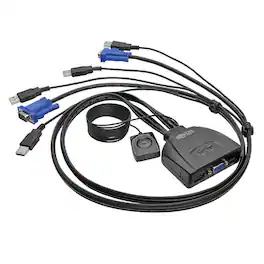 Tripp Lite - 2-Port USB/VGA Cable KVM Switch with Cables and USB Peripheral Sharing - Black