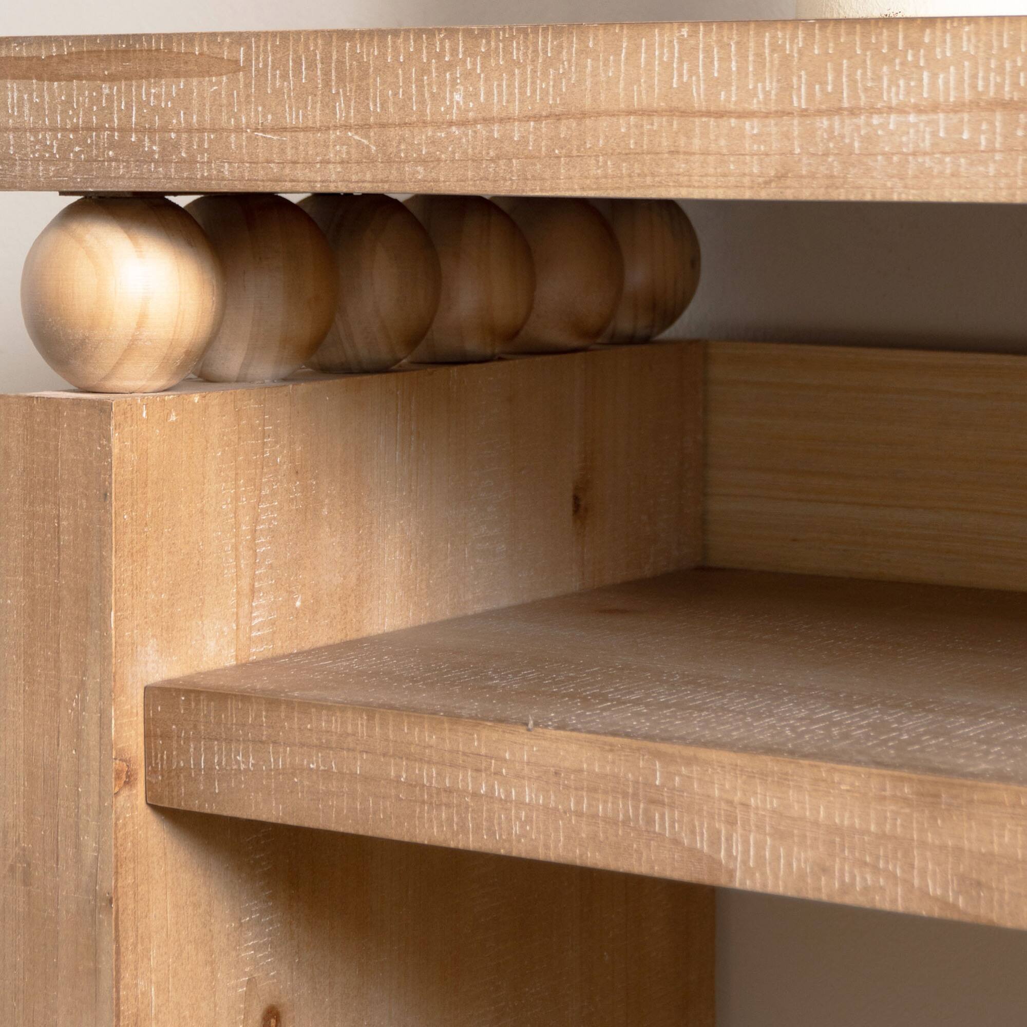 Alt View 9. GOODSILO - Modern Rustic Wood Console Table with Open Shelf and Decorative Bead Detailing for Entryway or Living Room - Natural.