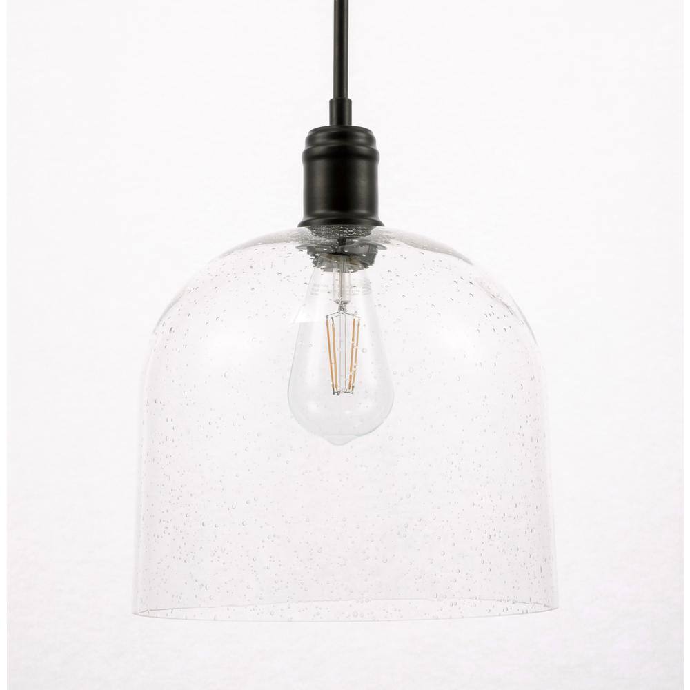 Alt View 10. Living District - Gabe 1 light Black and Clear seeded glass pendant - Black And Clear Seeded Glass.